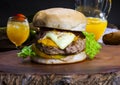 gourmet burger with delicious fresh ingredients Royalty Free Stock Photo