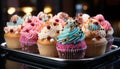 Homemade gourmet cupcake with pink icing and decoration generated by AI Royalty Free Stock Photo