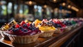 Homemade gourmet cupcakes, fresh berries, and chocolate indulgence on table generated by AI Royalty Free Stock Photo