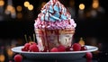 Homemade gourmet dessert fresh berry ice cream indulgence generated by AI Royalty Free Stock Photo