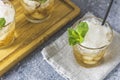 Homemade gourmet fresh Mint Julep alcoholic cocktail on light gray table surface Royalty Free Stock Photo