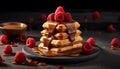 A Homemade Gourmet Raspberry Chocolate Stack Indulgence generated by AI