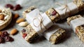 Homemade granola bars with nuts and dried fruit Royalty Free Stock Photo