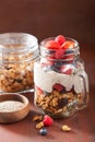 homemade granola and chia seed pudding with berry healthy breakfast Royalty Free Stock Photo