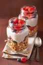 homemade granola and chia seed pudding with berry healthy breakfast Royalty Free Stock Photo