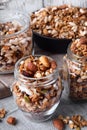 Homemade granola with different nuts and seeds