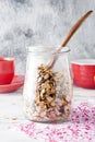 homemade granola in a jar Royalty Free Stock Photo