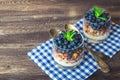 Homemade granola, muesli with blueberry and yogurt in glasses Royalty Free Stock Photo