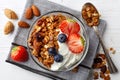 Homemade granola with yogurt and berries