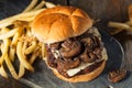 Homemade Grassfed Mushroom and Swiss Cheese Hamburger Royalty Free Stock Photo