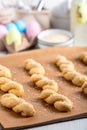 Homemade Greek Easter cookies koulourakia before baking