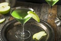 Homemade Green Alcoholic Appletini Cocktail Royalty Free Stock Photo