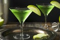 Homemade Green Alcoholic Appletini Cocktail Royalty Free Stock Photo