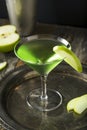 Homemade Green Alcoholic Appletini Cocktail Royalty Free Stock Photo