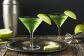 Homemade Green Alcoholic Appletini Cocktail Royalty Free Stock Photo