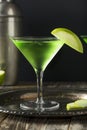 Homemade Green Alcoholic Appletini Cocktail Royalty Free Stock Photo