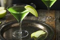 Homemade Green Alcoholic Appletini Cocktail Royalty Free Stock Photo