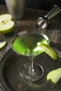 Homemade Green Alcoholic Appletini Cocktail Royalty Free Stock Photo