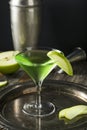 Homemade Green Alcoholic Appletini Cocktail Royalty Free Stock Photo