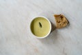 Homemade Green Asparagus Soup with Bread Slice Royalty Free Stock Photo