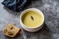 Homemade Green Asparagus Soup with Bread Slice Royalty Free Stock Photo