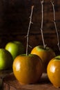 Homemade Green Caramel Apples Royalty Free Stock Photo