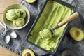 Homemade Green Organic Avocado Ice Cream