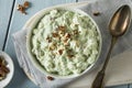 Homemade Green Pistachio Fluff Dessert Royalty Free Stock Photo