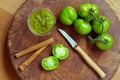 Homemade green tomato jam chutney