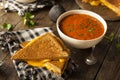 Homemade Grilled Cheese with Tomato Soup Royalty Free Stock Photo