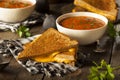 Homemade Grilled Cheese with Tomato Soup Royalty Free Stock Photo