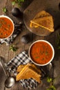 Homemade Grilled Cheese with Tomato Soup Royalty Free Stock Photo