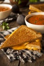 Homemade Grilled Cheese with Tomato Soup Royalty Free Stock Photo