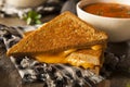 Homemade Grilled Cheese with Tomato Soup Royalty Free Stock Photo