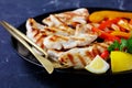 Homemade grilled chicken breast strips with pepper Royalty Free Stock Photo