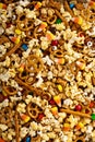 Homemade Halloween trail mix with popcorn, pretzels and nuts Royalty Free Stock Photo