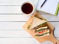 Homemade ham cheese sandwich and coffee cup for breakfast. Royalty Free Stock Photo