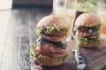 homemade hamburger with fresh vegetables.Tonned photo Royalty Free Stock Photo