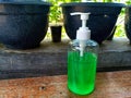 Homemade hand sanitizer made of lime dish soap