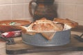 Homemade handmade craft bread on a wooden board