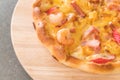 Homemade hawaiian seafood pizza