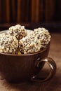 Homemade hazelnut candies in cup