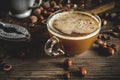 Homemade hazelnut coffee latte
