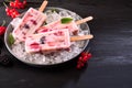 Homemade healthy berry and frozen yogurt popsicles Royalty Free Stock Photo