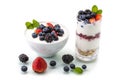 Homemade healthy breakfast with yogurt, berry and oatmeal