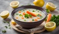 Homemade Healthy Lemon Rice Soup with Carrots and Celery