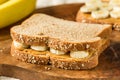 Homemade Healthy Peanut Butter Banana Sandwich Royalty Free Stock Photo