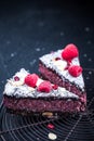 Homemade healthy raspberry and chia cake tarte