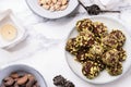 Homemade healthy vegan chocolate avocado truffles with pistachio Royalty Free Stock Photo