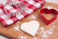 Homemade heart cookie with cutter